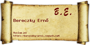 Bereczky Ernő névjegykártya